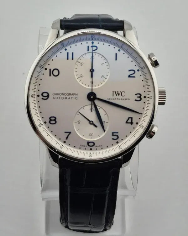 2023 IWC Schaffhausen Portugieser Chronograph 41MM Silver Dial Leather Strap (IW371605)