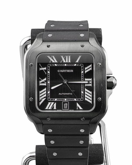 2023 Cartier Santos De Cartier 39.8MM Black Dial Rubber Strap (WSSA0039)