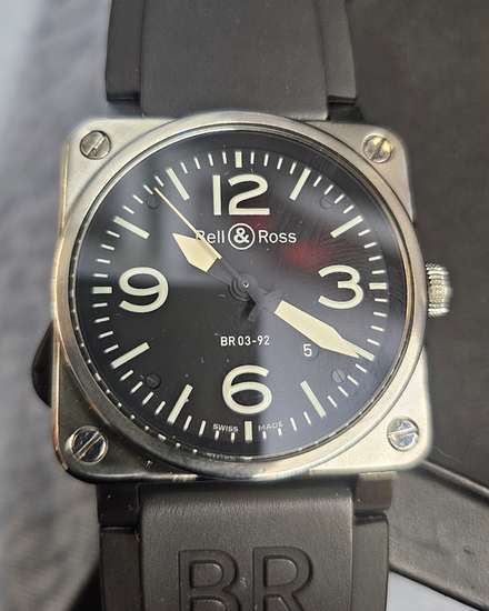 Bell & Ross BR 03 42MM Black Dial Rubber Strap (BR-03-92-S)