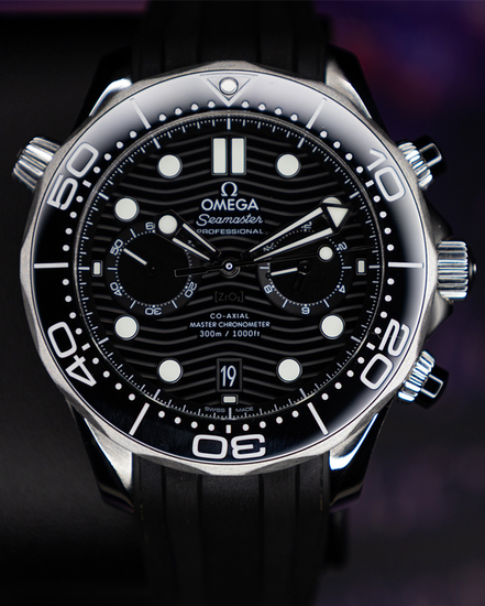 2024 Omega Seamaster Diver 300M Chronograph 44MM Black Dial Rubber Strap (210.32.44.51.01.001)