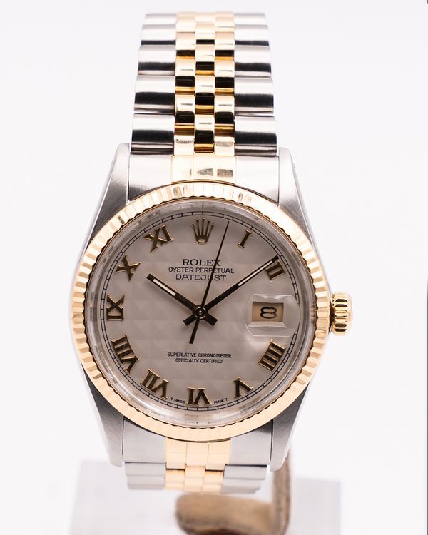 Rolex Datejust 36MM Ivory "Pyramid" Aftermarket Dial Two-Tone Jubilee Bracelet (16013)