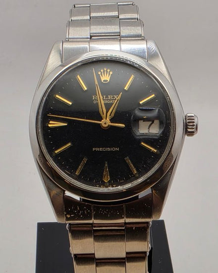 1963 Rolex Oyster Precision Date 34MM Black Dial Steel Bracelet (6694)