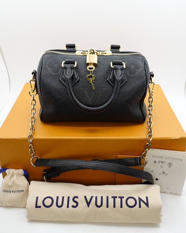 No Reserve - 2023 Louis Vuitton Speedy Bandoulière 20 Black Empreinte (M58953)