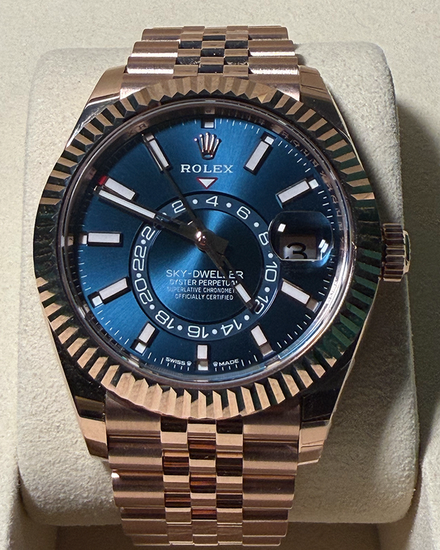 2026 Rolex Sky-Dweller 42MM Blue Dial Rose Gold Jubilee Bracelet (336935)