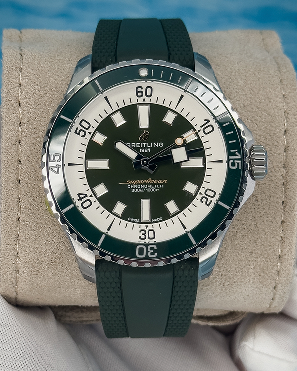 2026 Breitling Superocean 44MM Green Dial Rubber Strap (A17376A31L1S1)