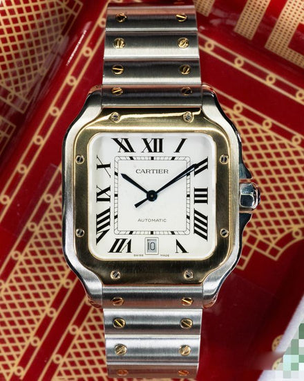 2021 Cartier Santos De Cartier 39.8MM White Dial Two-Tone Bracelet (W2SA0009)