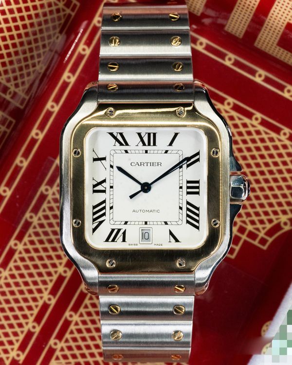 2021 Cartier Santos De Cartier 39.8MM White Dial Two-Tone Bracelet (W2SA0009)