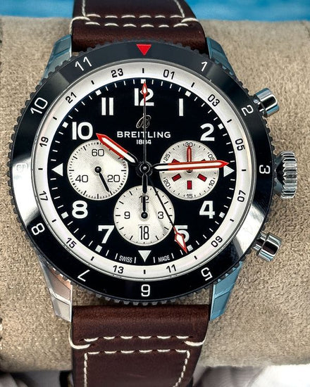 Breitling Super Avi B04 Chronograph GMT "Mosquito" 46MM Black Dial Leather Strap (YB04451A1B1X1)