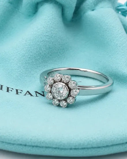 Tiffany & Co. Accessories Enchant Round Diamond Flower Ring Platinum Size 4.25 (Ring)
