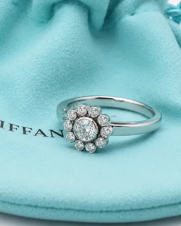 Tiffany & Co. Accessories Round Diamond Flower Platinum Ring Size 4.25 (Ring)