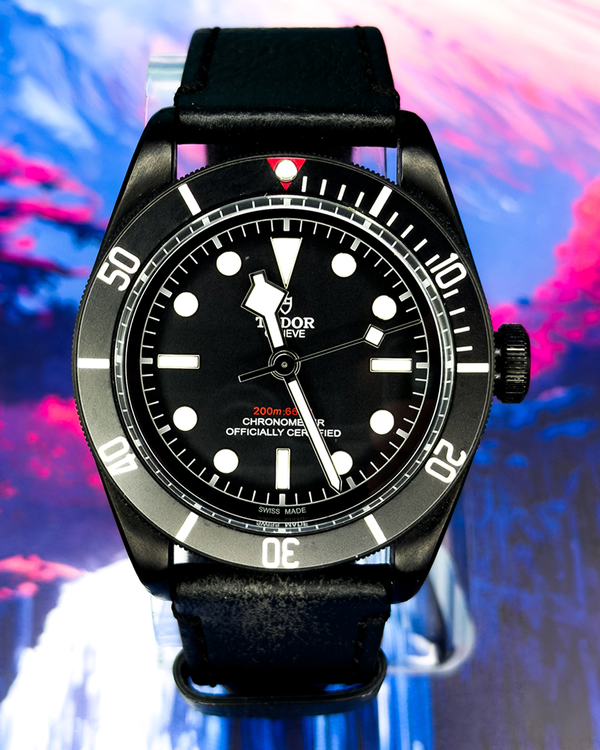 No Reserve - 2017 Tudor Heritage Black Bay Dark 41MM Black Dial Leather Strap (M79230DK)