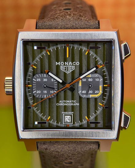 2019 Tag Heuer Monaco "1969–1979" L.E. 39MM Green Dial Leather Strap (CAW211V.FC6466)
