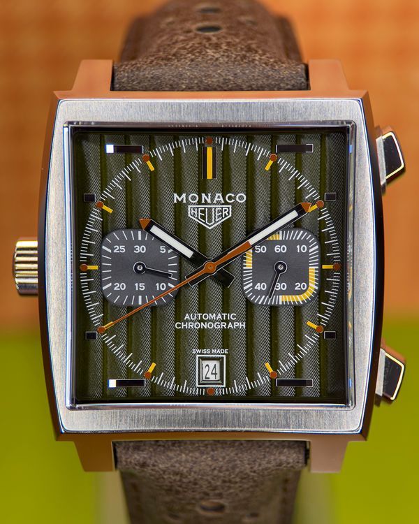2019 Tag Heuer Monaco 50th Anniversary 1969–1979 L.E. 39MM Green Dial Leather Strap (CAW211V.FC6466)