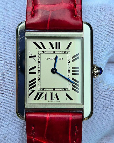 No Reserve - Cartier Tank Solo 24MM Quartz Silver Dial Leather Strap (W5200005)