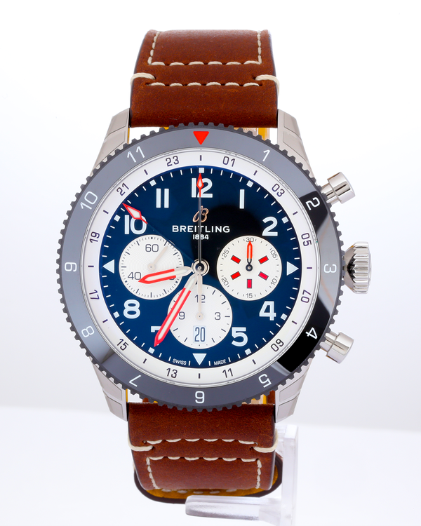 No Reserve - 2026 Breitling Super Avi B04 Chronograph GMT "Mosquito" 46MM Black Dial Leather Strap (YB0445)