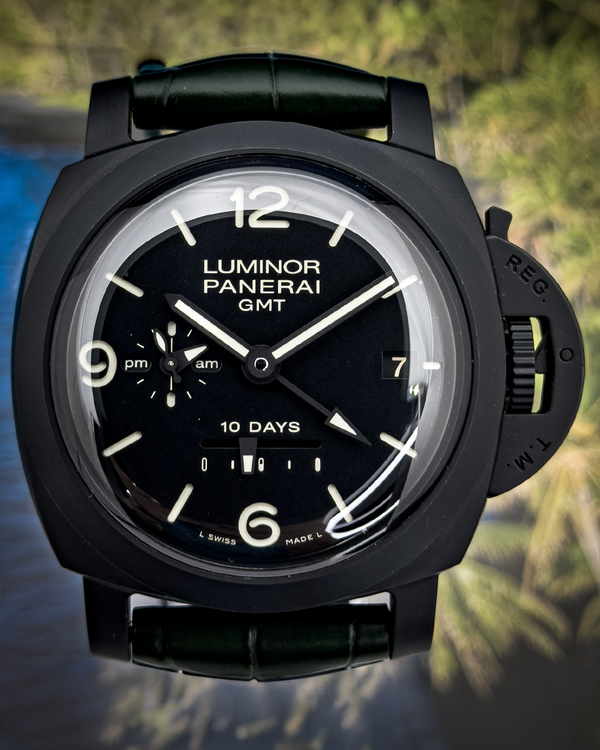 Panerai Luminor 1950 10 Days GMT 44MM Black Dial Leather Strap (PAM00335)