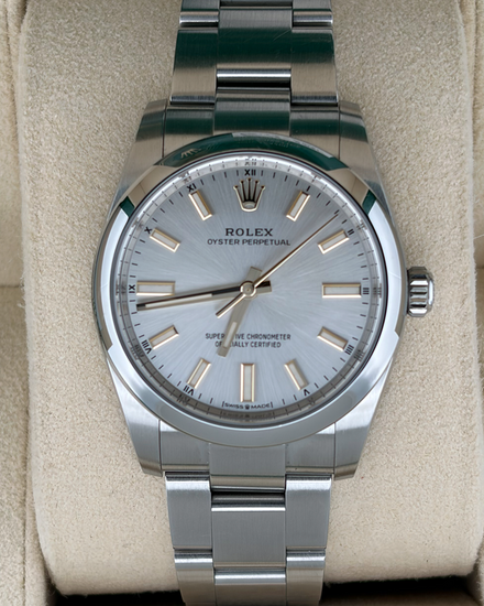 2021 Rolex Oyster Perpetual 34MM Silver Dial Oyster Bracelet (124200)