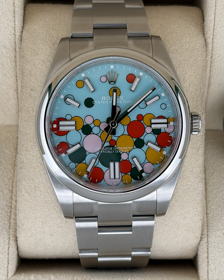 2025 Rolex Oyster Perpetual 41MM Turquoise "Celebration" Dial Oyster Bracelet (124300)