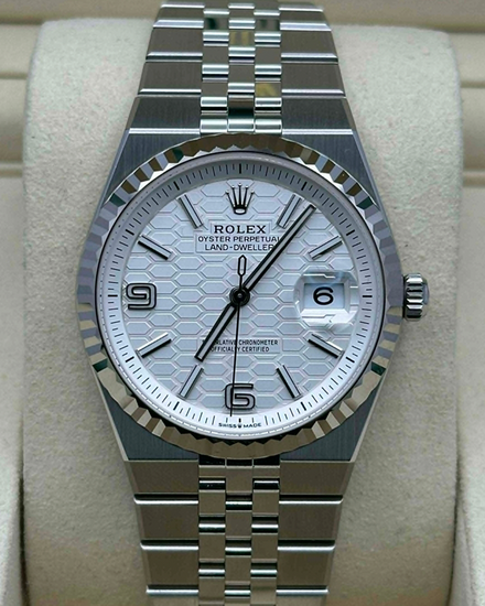 2026 Rolex Land-Dweller 36MM White "Honeycomb" Dial Flat Jubilee Bracelet (127234)