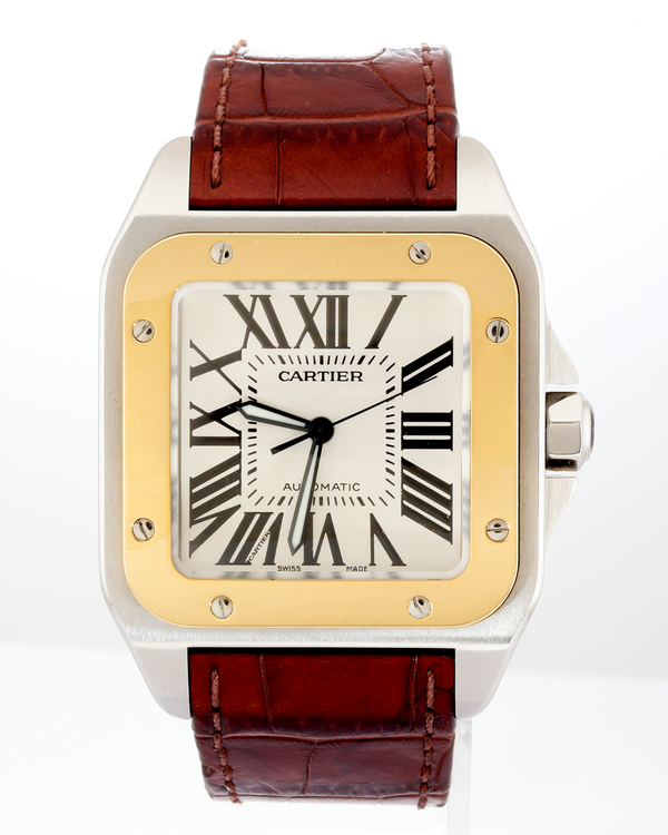 No Reserve - 2006 Cartier Santos 100 De Cartier 41.3MM Off-White Dial Leather Strap (W20072X7)