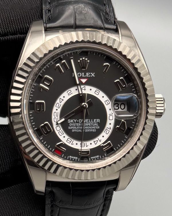 2016 Rolex Sky-Dweller 42MM Black Dial Leather Strap (326139)