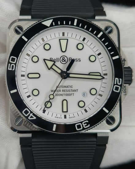 No Reserve - 2026 Bell & Ross BR 03 Diver 42MM White Dial Rubber Strap (BR03A-D-WH-ST/SRB)