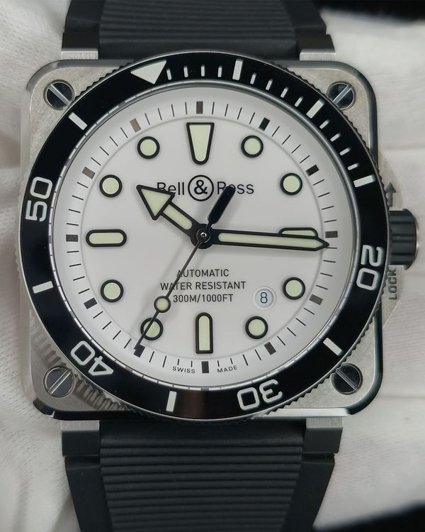 No Reserve - 2026 Bell & Ross BR 03 42MM White Dial Rubber Strap (BR03A-D-WT-ST/SRB)