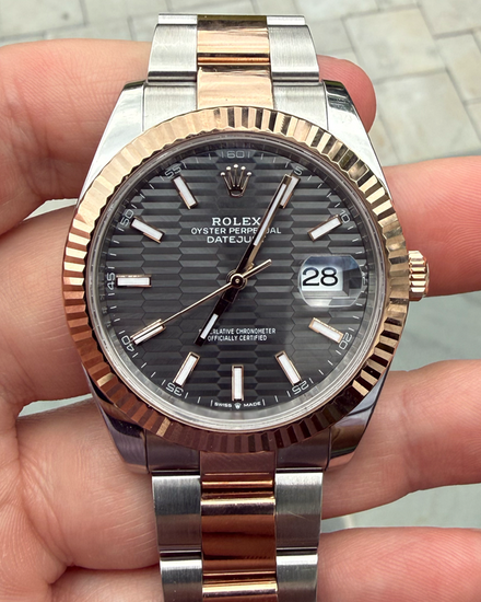 2022 Rolex Datejust 41MM Black "Fluted" Dial Two-Tone Oyster Bracelet (126331)