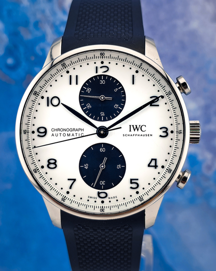 2023 IWC Schaffhausen Portuguese Chronograph Portugieser 41MM White Dial Rubber Strap (IW371620)