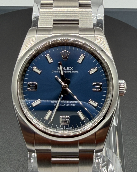 Rolex Oyster Perpetual 34MM Blue Dial Oyster Bracelet (114200)