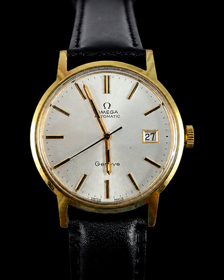 No Reserve - 1971 Omega Geneve Vintage 35MM White Dial Aftermarket Leather Strap (166.0098)