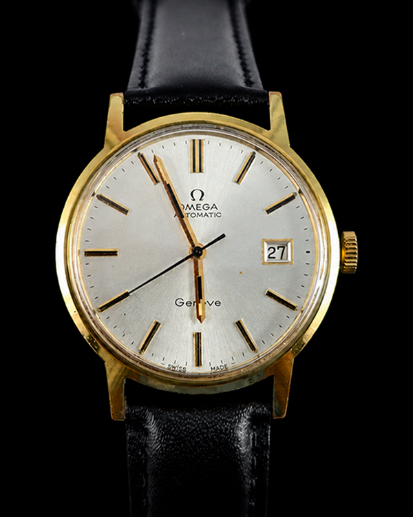 No Reserve - 1971 Omega Geneve Vintage 35MM White Dial Leather Strap (166.0098)