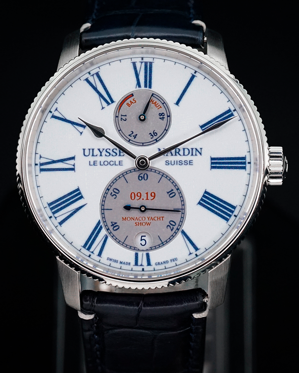 2021 Ulysse Nardin Marine Chronometer Torpilleur "Monaco Yacht Club" L. E. 42MM White Dial Leather Strap (1183-310/E0-MON)
