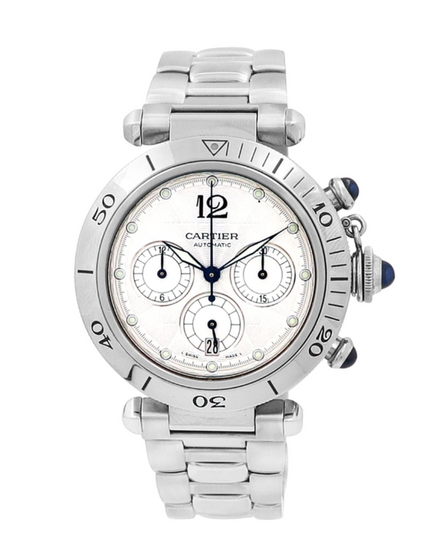 2008 Cartier Pasha De Cartier 38MM Silver Dial Steel Bracelet (W31030H3)