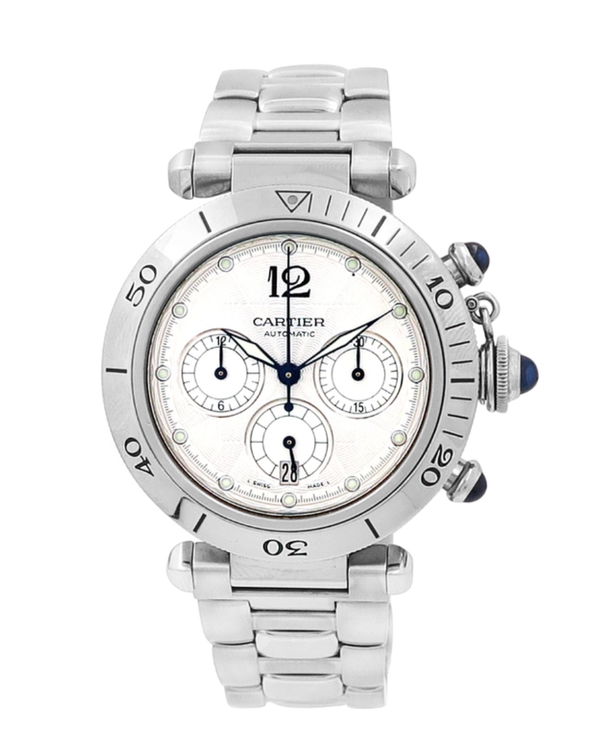 2008 Cartier Pasha De Cartier 38MM Silver Dial Steel Bracelet (W31030H3)
