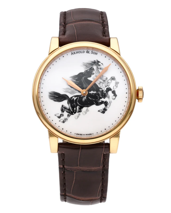 (Working) Arnold & Son HM "Horses" L. E. 40MM White Dial Leather Strap (1LCAP.W03A.C111A)
