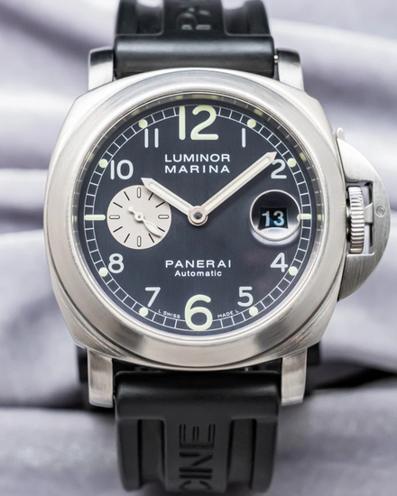 2002 Panerai Luminor Marina 44MM Grey Dial Rubber Strap (PAM00086)