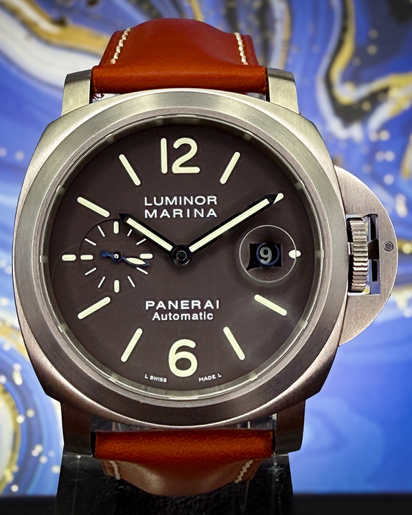 2007 Panerai Luminor Marina Automatic Titanium 44MM Brown Dial Leather Strap  (PAM00240)
