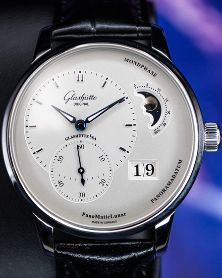 No Reserve - 2024 Glashütte Original PanoMaticLunar 40MM Silver Dial Leather Strap (1-90-02-42-32-05)