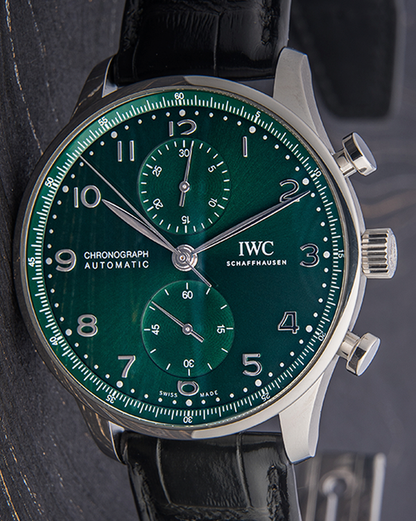 2023 IWC Schaffhausen Portugieser Chronograph 41MM Green Dial Leather Strap (IW371615)