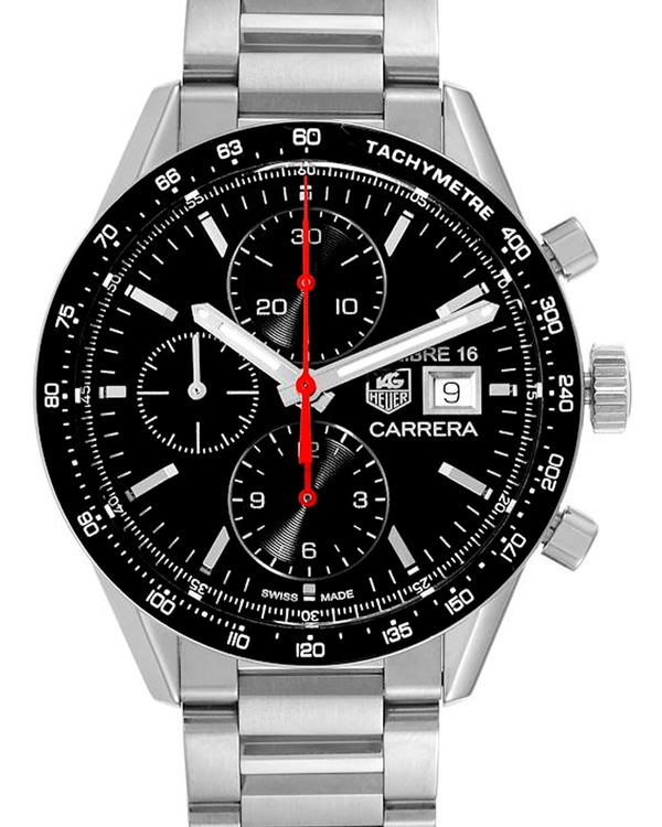 2016 Tag Heuer Carrera Calibre 16 41MM Black Dial Steel Bracelet (CV201AK-0)