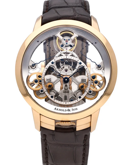 Arnold & Son Time Pyramid 44MM Skeleton Dial Leather Strap (1TPAR.S01A.C125A)