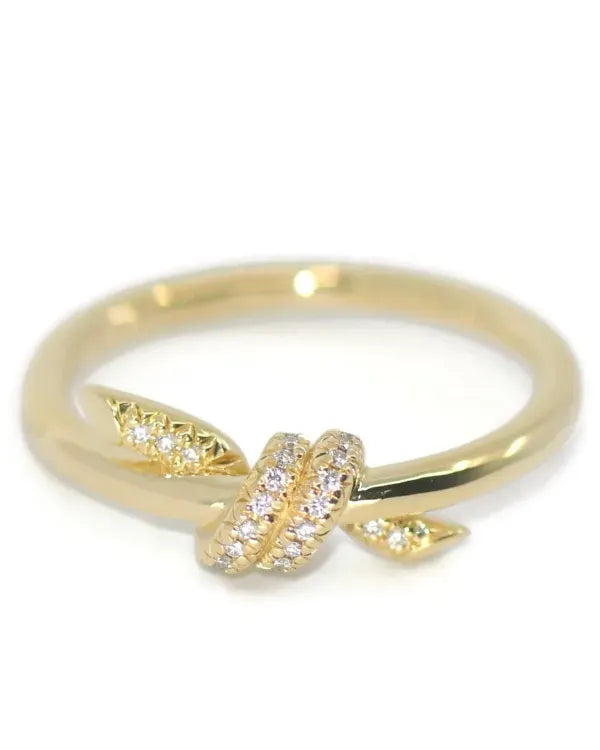 (HOLD) Tiffany Accessories Double Knot Diamond Ring Yellow Gold Size 4.5 (Ring)