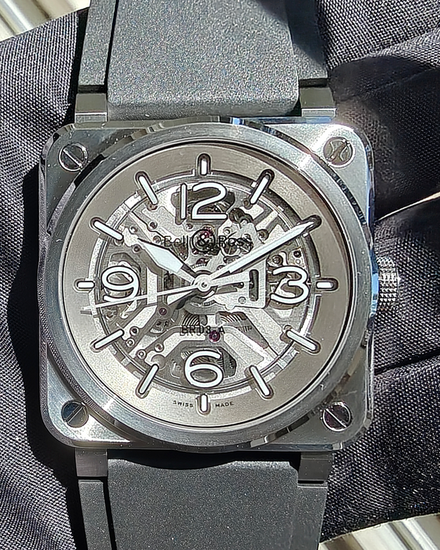 2026 Bell & Ross BR 03 42MM Skeleton Dial Rubber Strap (BR03A-BL-SKST/SRB)