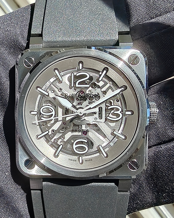 2026 Bell & Ross BR 03 42MM Skeleton Dial Rubber Strap (BR03A-BL-SKST/SRB)