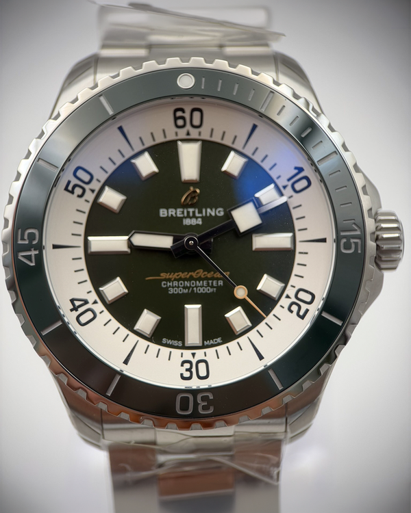 No Reserve - 2026 Breitling Superocean 44MM Green Dial Steel Bracelet (A17376A31L1A1)