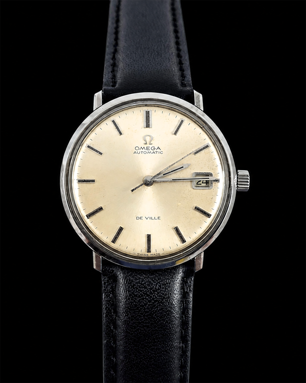 No Reserve - 1969 Omega De Ville 34MM Silver Dial Aftermarket Leather Strap (166.033)