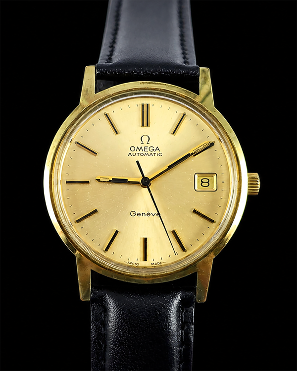 No Reserve - 1969 Omega Geneve Vintage 35MM Champagne Dial Aftermarket Leather Strap (166.070)