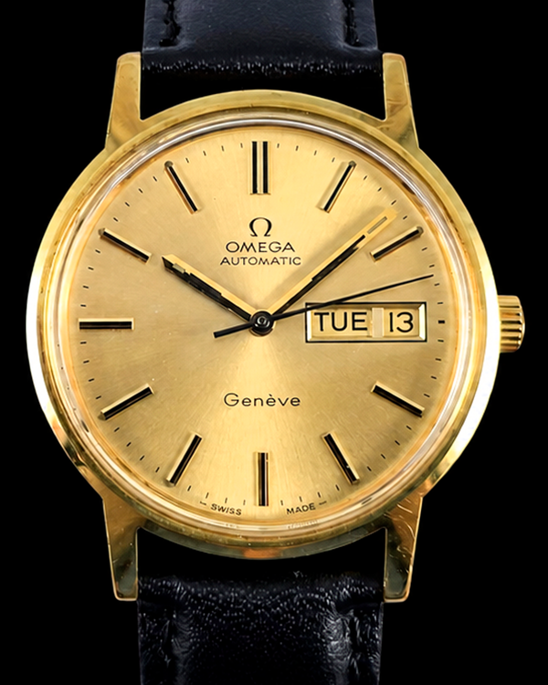 No Reserve - 1973 Omega Geneve Vintage 35MM Champagne Dial Aftermarket Leather Strap (166.0168)