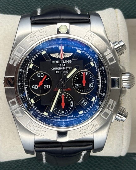 Breitling Chronomat L.E. 44MM Black Dial Leather Strap (AB0111)